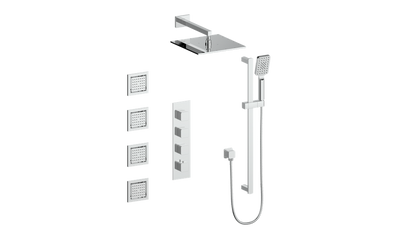 Vogt Niveau High-Flow Thermostatic Shower System with Body Jets in Polished Chrome - SET.NU.350.930