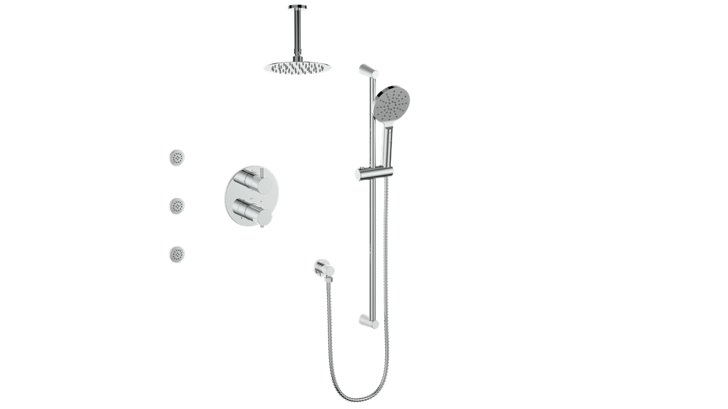Vogt Wörgl 3-Way Thermostatic Shower System With Body Jets & Rough-In Valve - SET.WL.320.810