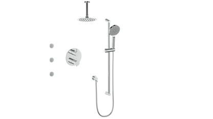 Vogt Wörgl 3-Way Thermostatic Shower System With Body Jets & Rough-In Valve - SET.WL.320.810