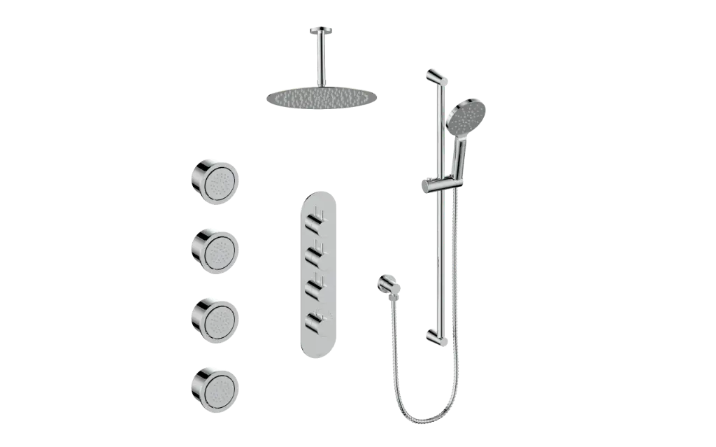 Vogt Wörgl 3⁄4” High-Flow Thermostatic Shower System With Body Jets - SET.WL.350.930