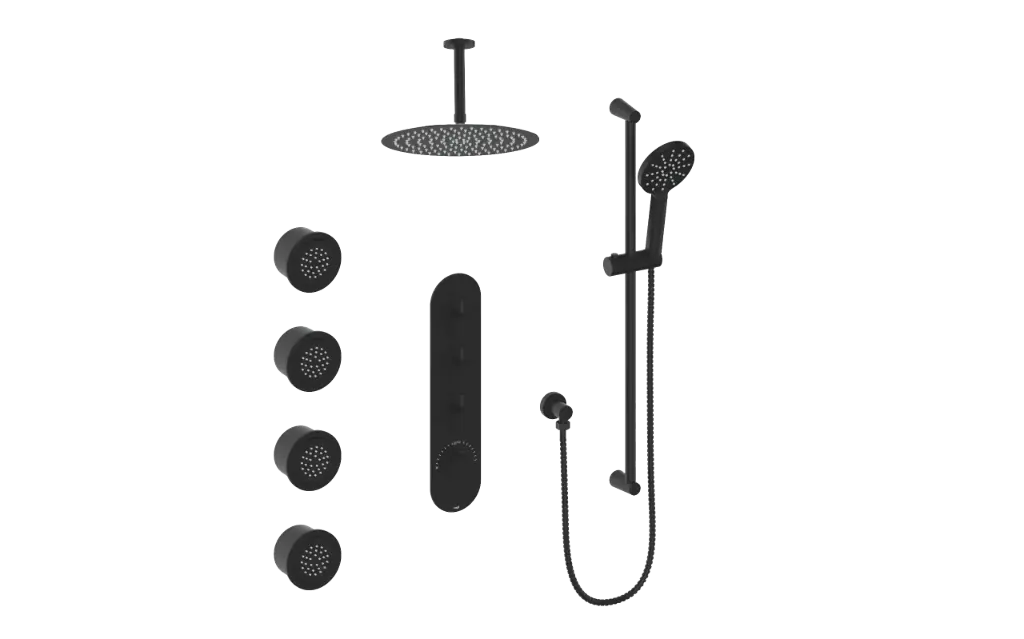 Vogt Wörgl 3⁄4” High-Flow Thermostatic Shower System With Body Jets - SET.WL.350.930