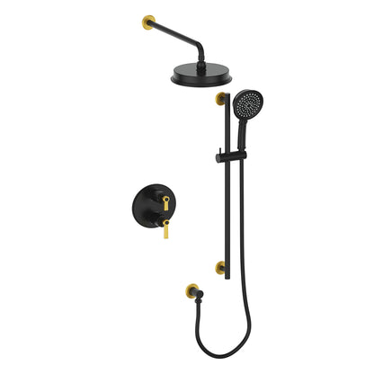 Vogt Zehn 2-Way Thermostatic Shower System in Brushed Gold & Matte Black – SET.Z1.220.210.BGB