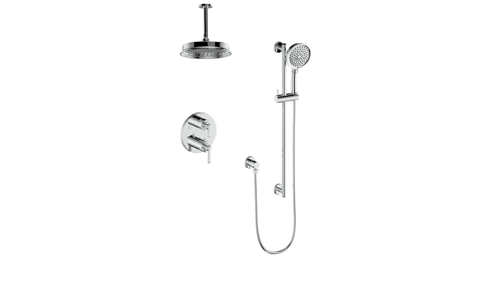 Vogt Zehn 2-Way Thermostatic Shower System with 6" Ceiling Arm in Polished Chrome – SET.Z1.220.216.CC
