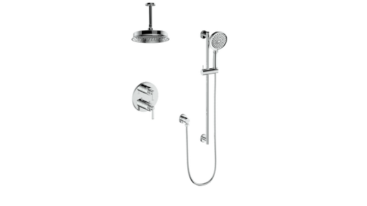 Vogt Zehn 2-Way Thermostatic Shower System with 6" Ceiling Arm in Polished Chrome – SET.Z1.220.216.CC