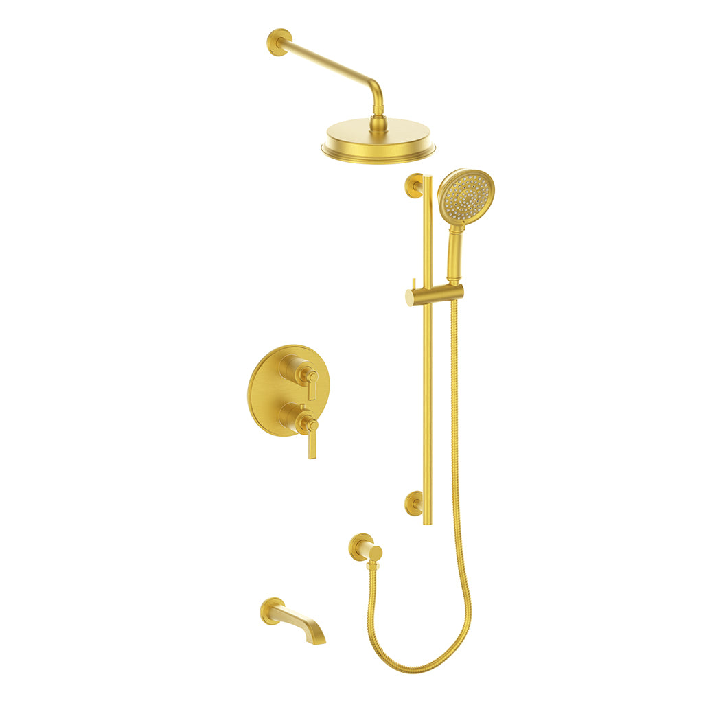 Vogt Zehn 3-Way Thermostatic Shower System, Lever Handle - Brushed Gold (SET.Z1.320.310.BG)