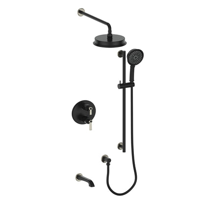 Vogt Zehn 3-Way Thermostatic Shower System, Lever Handle - Polished Nickel / Matte Black (SET.Z1.320.310.PB)
