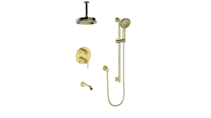 Vogt Zehn 3-Way Thermostatic Shower System with 6" Ceiling Arm, Lever Handle - Brushed Gold (SET.Z1.320.316.BG)
