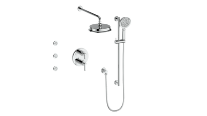 Vogt Zehn 3-Way Thermostatic Shower System with Body Jets, Lever Handle - Polished Chrome (SET.Z1.320.810.CC)
