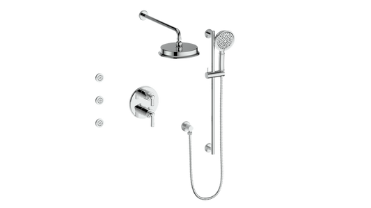 Vogt Zehn 3-Way Thermostatic Shower System with Body Jets, Lever Handle - Polished Chrome (SET.Z1.320.810.CC)