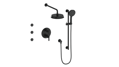 Vogt Zehn 3-Way Thermostatic Shower System with Body Jets, Lever Handle - Matte Black (SET.Z1.320.810.MB)