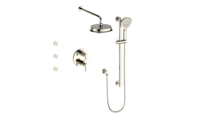 Vogt Zehn 3-Way Thermostatic Shower System with Body Jets, Lever Handle - Polished Nickel (SET.Z1.320.810.PN)