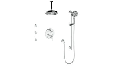 Vogt Zehn 3-Way Thermostatic Shower System with Body Jets & 6" Ceiling Arm, Lever Handle - Polished Chrome (SET.Z1.320.816.CC)