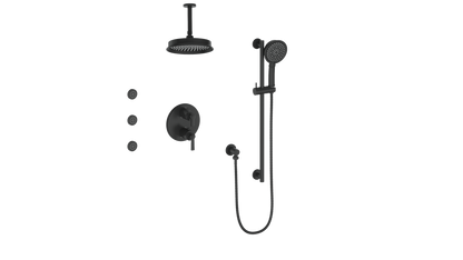 Vogt Zehn 3-Way Thermostatic Shower System with Body Jets & 6" Ceiling Arm, Lever Handle - Matte Black (SET.Z1.320.816.MB)