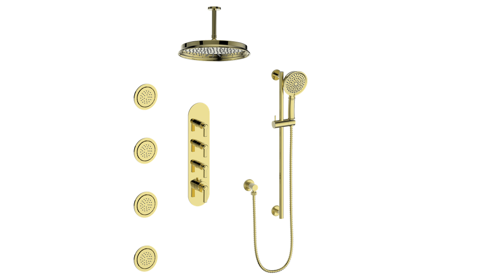 Vogt Zehn 3/4" High-Flow Thermostatic Shower System, Lever Handle - Brushed Gold (SET.Z1.350.936.BG)