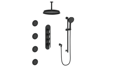 Vogt Zehn 3/4" High-Flow Thermostatic Shower System, Lever Handle - Chrome / Matte Black (SET.Z1.350.936.CB)