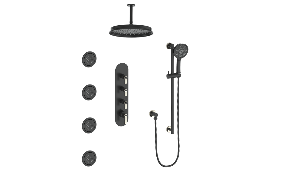 Vogt Zehn 3/4" High-Flow Thermostatic Shower System, Lever Handle - Matte Black (SET.Z1.350.936.MB)