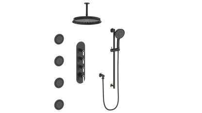 Vogt Zehn 3/4" High-Flow Thermostatic Shower System, Lever Handle - Polished Nickel / Matte Black (SET.Z1.350.936.PB)