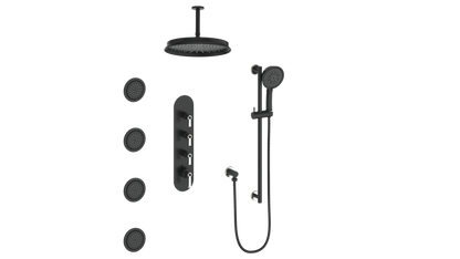 Vogt Zehn 3/4" High-Flow Thermostatic Shower System, Lever Handle - Stainless Steel / Matte Black (SET.Z1.350.936.SB)