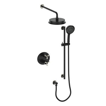 Vogt Zehn 2-Way Thermostatic Shower System in Polished Nickel & Matte Black – SET.Z3.220.210.PB