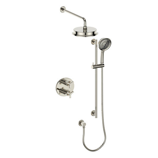 Vogt Zehn 2-Way Thermostatic Shower System in Polished Nickel – SET.Z3.220.210.PN