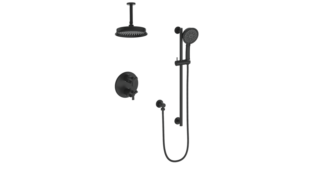 Vogt Zehn 2-Way Thermostatic Shower System with 6" Ceiling Arm in Matte Black – SET.Z3.220.216.MB