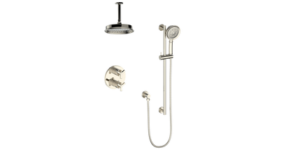 Vogt Zehn 2-Way Thermostatic Shower System with 6" Ceiling Arm in Polished Nickel – SET.Z3.220.216.PN