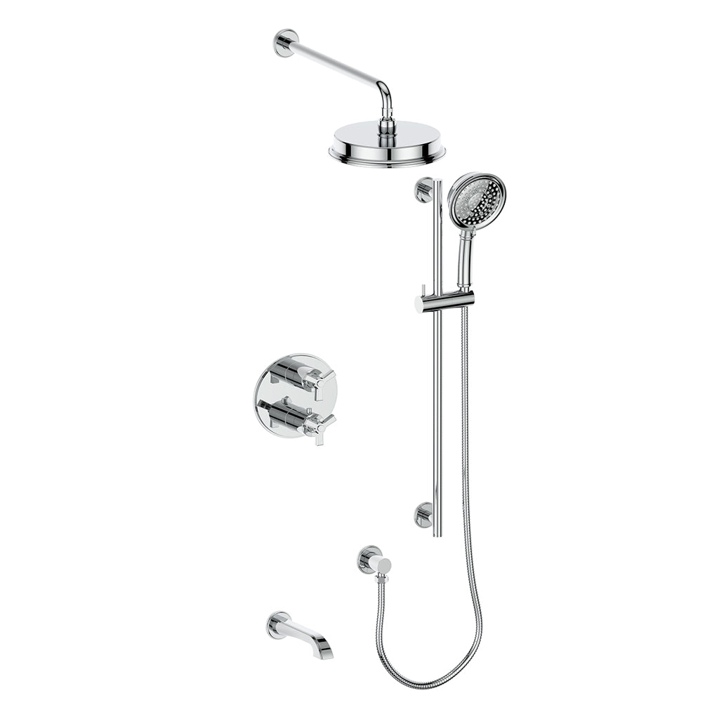 Vogt Zehn 3-Way Thermostatic Shower System, 3-Spoke Handle - Polished Chrome (SET.Z3.320.310.CC)