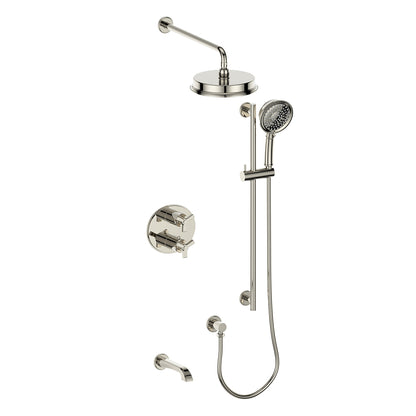 Vogt Zehn 3-Way Thermostatic Shower System, 3-Spoke Handle - Polished Nickel (SET.Z3.320.310.PN)