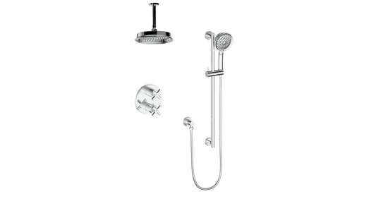 Vogt Zehn 2-Way Thermostatic Shower System with 6" Ceiling Arm in Polished Chrome – SET.Z4.220.216.CC