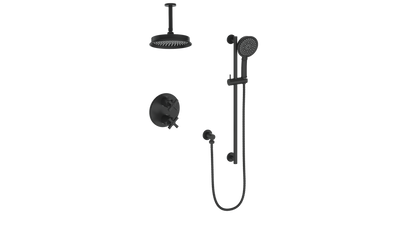 Vogt Zehn 2-Way Thermostatic Shower System with 6" Ceiling Arm in Matte Black – SET.Z4.220.216.MB
