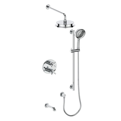 Vogt Zehn 3-Way Thermostatic Shower System, 4-Spoke Handle - Polished Chrome (SET.Z4.320.310.CC)