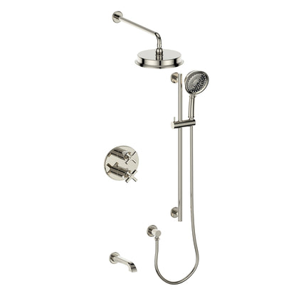 Vogt Zehn 3-Way Thermostatic Shower System, 4-Spoke Handle - Polished Nickel (SET.Z4.320.310.PN)