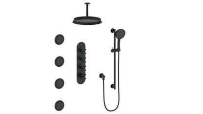 Vogt Zehn 3/4" High-Flow Thermostatic Shower System, 4-Spoke Handle - Matte Black (SET.Z4.350.936.MB)