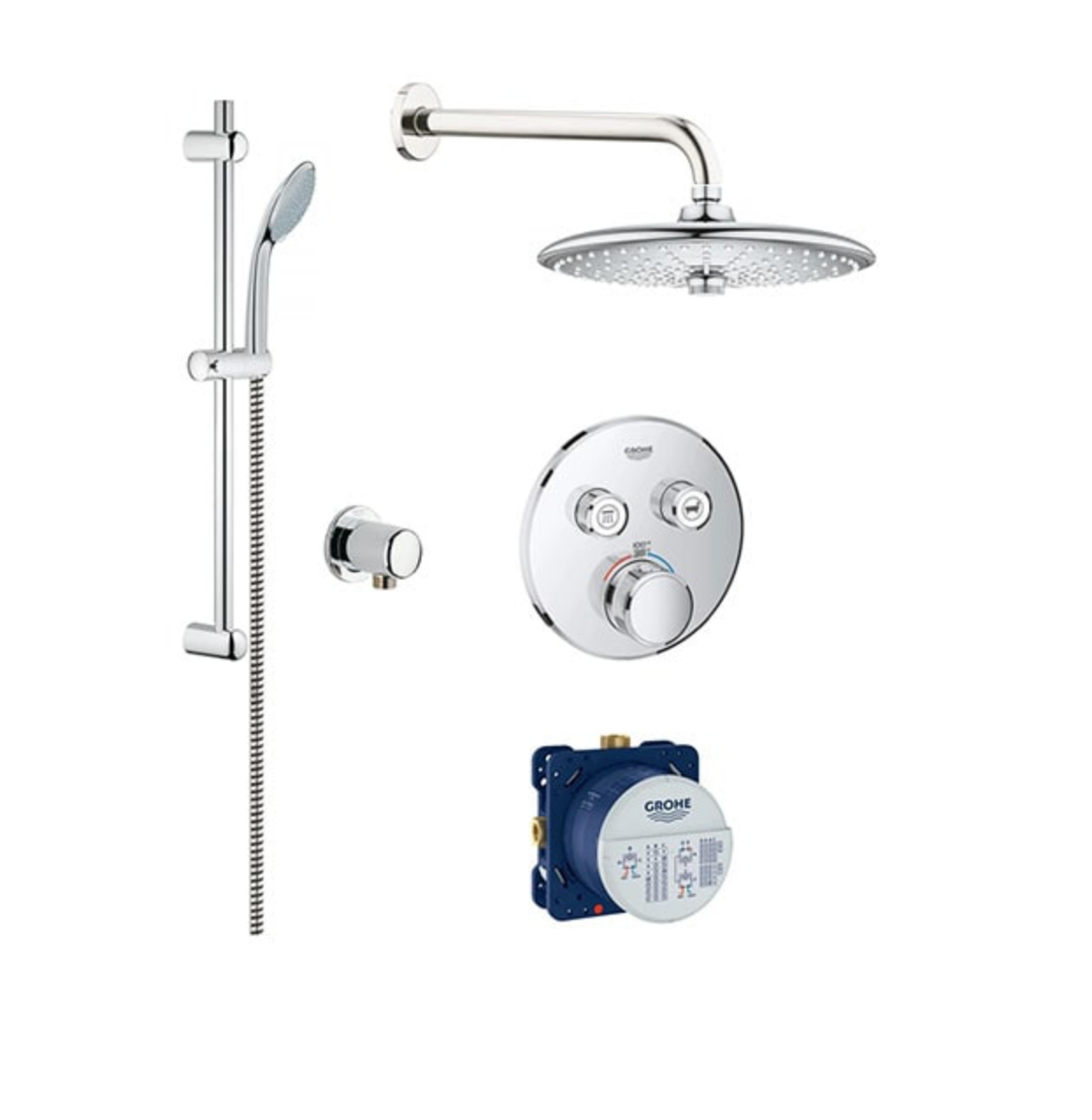 Grohe Rainshower Smartcontrol Euphoria Thermostatic Dual Function Shower Kit, 7.0 GPM