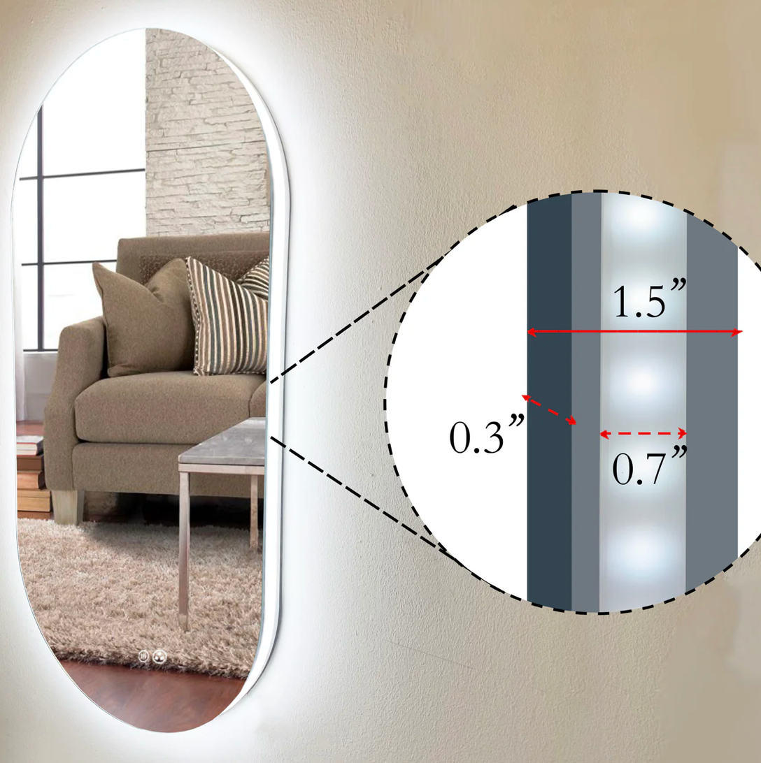 Kodaen Moderno Runway Style Backlit Frameless Bathroom Led Mirror