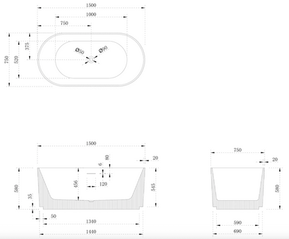 Kodaen Roman One-Piece Free-Standing Bathtub