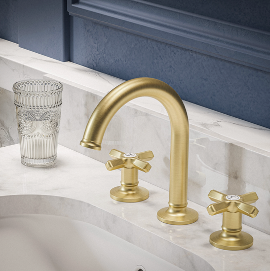 Baril Beaumont B20 8" C/C Lavatory Faucet, Drain Included 1.2 GPM - Cross Handles