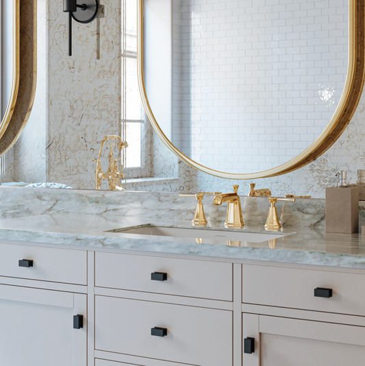 Perrin & Rowe Deco High Neck Widespread Bathroom Faucet, Metal Lever Handle