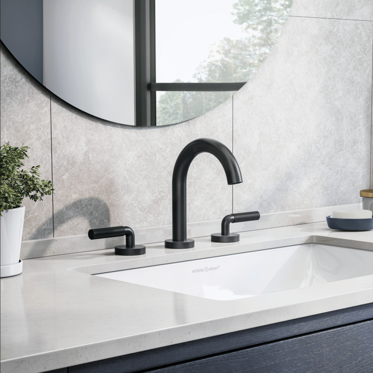 Riobel Riu Widespread Bathroom Faucet With C-Spout RU08L