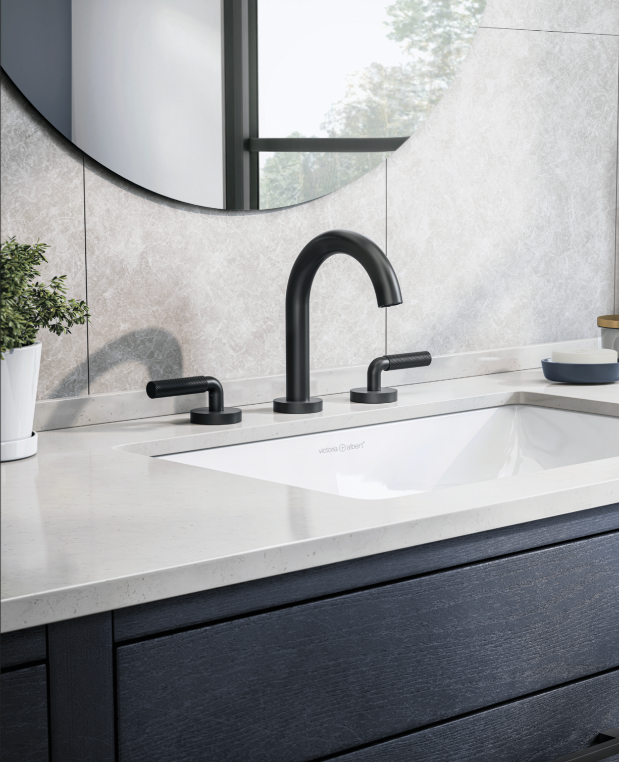 Riobel Riu Widespread Bathroom Faucet With C-Spout RU08L