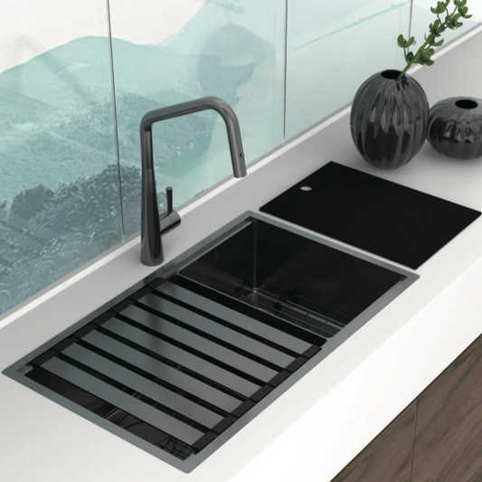 Zomodo Integrato 2.0 Black Pearl 31" 60/40 Dual Mount Workstation Kitchen Sink