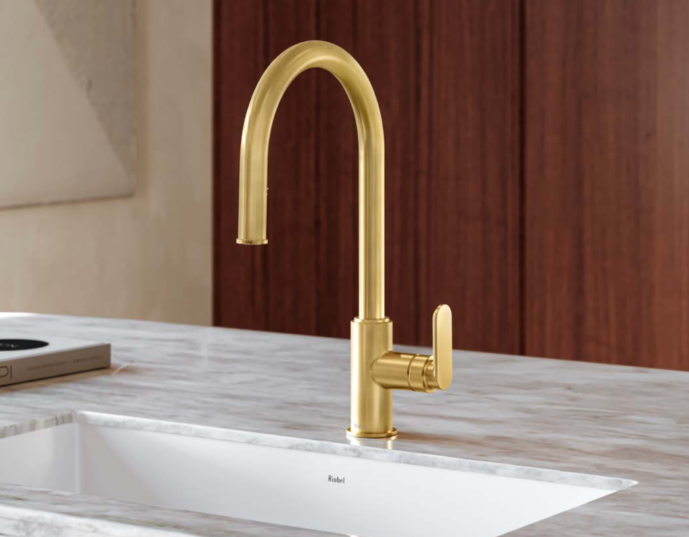 Riobel Arca Pull-Down Touchless Kitchen Faucet With C-Spout Dual Spray 1.5 GPM