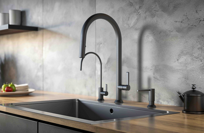 Baril Arte 19" High Single-Hole Kitchen Faucet With 2-Function Pull-Down Spray - CUI-9335-02L