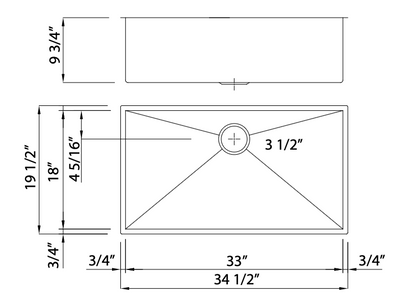 Rohl Forze 33" Single Bowl Stainless Steel Undermount Kitchen Sink - RSS3318BKS