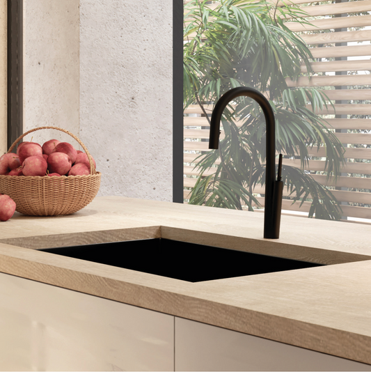 Riobel Solstice faucet, Pull-down kitchen faucet, Boomerang spray kitchen tap, Modern kitchen faucet