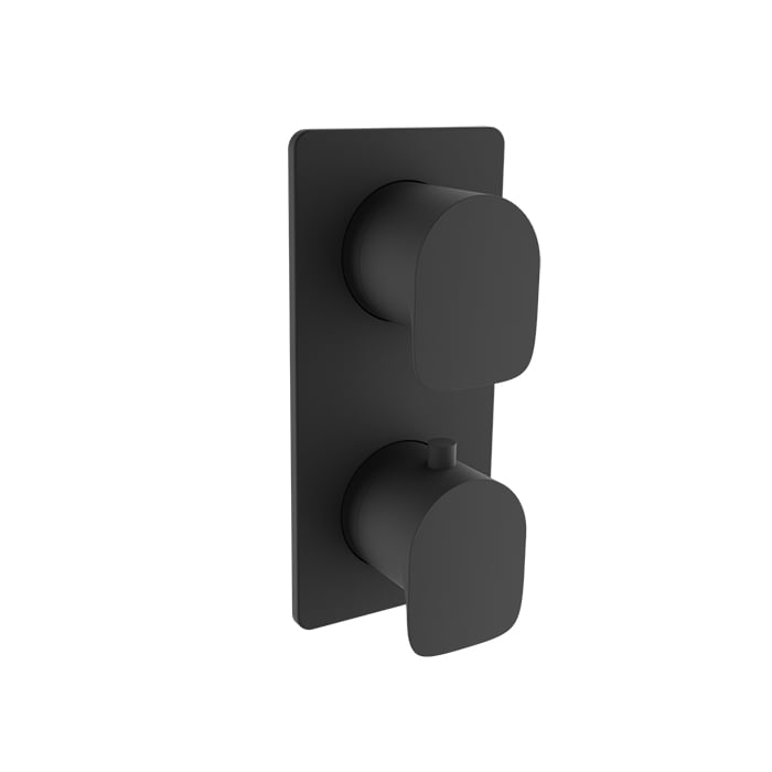 Baril Petite B04 Thermostatic PB Shower Valve Trim 3-Way Diverter - Matte Black