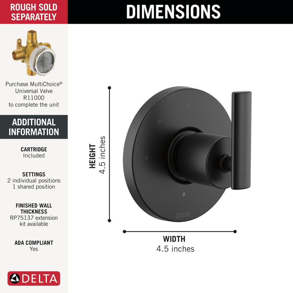 Delta Altado 3-Setting 2-Port Diverter Trim - T11842