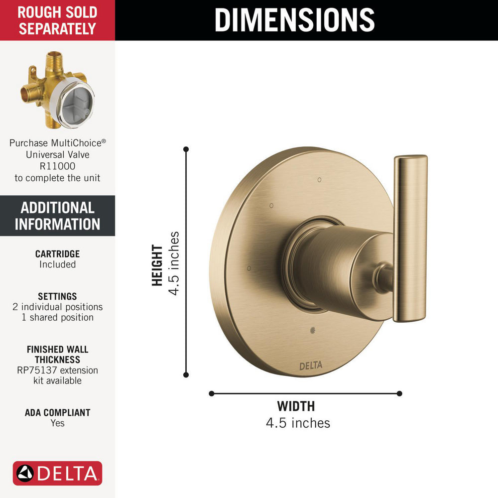 Delta Altado 3-Setting 2-Port Diverter Trim - T11842