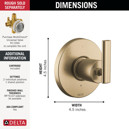 Delta Altado 3-Setting 2-Port Diverter Trim - T11842