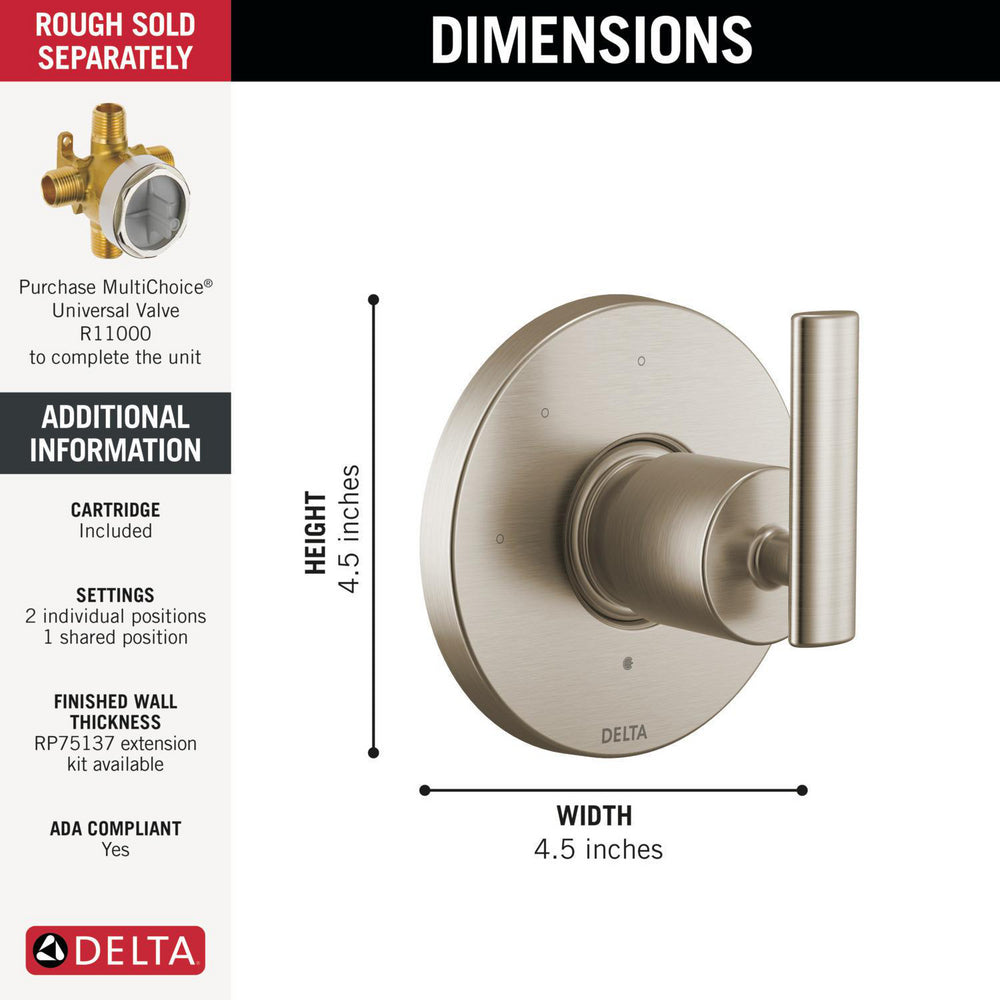 Delta Altado 3-Setting 2-Port Diverter Trim - T11842